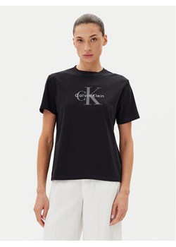Calvin Klein Jeans T-Shirt Hero LV047B865G Czarny Regular Fit ze sklepu MODIVO w kategorii Bluzki damskie - zdjęcie 183706530