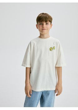 Reserved - T-shirt oversize z nadrukiem - złamana biel ze sklepu Reserved w kategorii T-shirty chłopięce - zdjęcie 183719982
