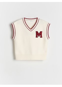 Reserved - Kamizelka swetrowa z naszywką - złamana biel ze sklepu Reserved w kategorii Swetry dziewczęce - zdjęcie 183720062