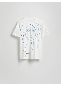 Reserved - Bawełniany T-shirt z haftem - biały ze sklepu Reserved w kategorii Bluzki damskie - zdjęcie 183720693