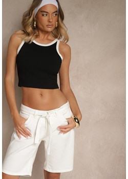 Białe Szorty Low Waist z Wiązanym Paskiem Filenisa - id: D60071BA62136AZ-71-WHITE - marki Renee - 183721403 Białe Szorty Low Waist z Wiązanym Paskiem Filenisa ze sklepu renee.pl w kategorii Szorty - zdjęcie 183721403