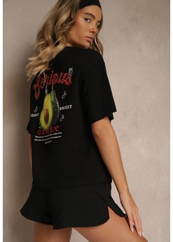 Czarny T-shirt z Bawełną ze Wzorem Awokado Tilannia ze sklepu renee.pl w kategorii Bluzki damskie - zdjęcie 183721473
