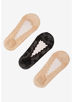 Czarno-Beżowe Koronkowe Skarpety Typu Balerinki 3-Pack Tilisea ze sklepu renee.pl w kategorii Skarpetki damskie - zdjęcie 183723640