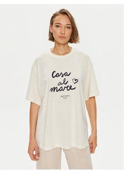 Weekend Max Mara T-Shirt Xanadu 2425946041600 Écru Oversize ze sklepu MODIVO w kategorii Bluzki damskie - zdjęcie 183726564