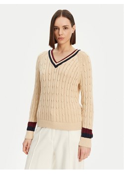 Tommy Hilfiger Sweter Varsity WW0WW43972 Beżowy Regular Fit ze sklepu MODIVO w kategorii Swetry damskie - zdjęcie 183737243