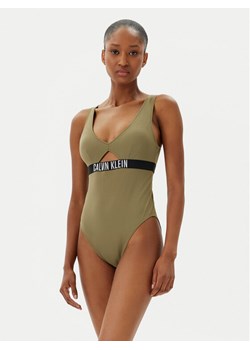 Calvin Klein Swimwear Strój kąpielowy KW0KW02746 Zielony ze sklepu MODIVO w kategorii Stroje kąpielowe - zdjęcie 183737291