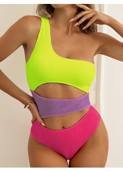 Trzykolorowe monokini - ŻÓŁTY / S ze sklepu Valetta.pl w kategorii Stroje kąpielowe - zdjęcie 183747200