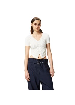 PINKO T-Shirt Falterona maglia sunny Biały Cropped Fit ze sklepu MODIVO w kategorii Bluzki damskie - zdjęcie 183754184