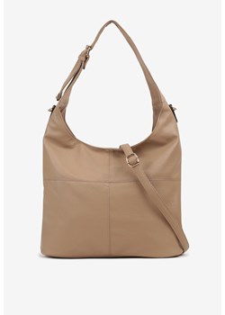 Ciemnobeżowa  Torebka Hobo z Dodatkowym Paskiem na Ramię Senarwin ze sklepu born2be.pl w kategorii Torby Shopper bag - zdjęcie 183761421