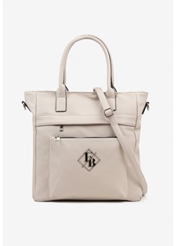 Szara Torebka Shopperka z Metaliczną Aplikacją i Dodatkowym Paskiem na Ramię Idalenna ze sklepu born2be.pl w kategorii Torby Shopper bag - zdjęcie 183761474