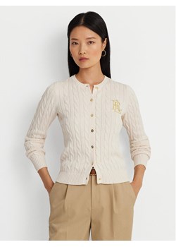 Lauren Ralph Lauren Kardigan 200932225001 Écru Slim Fit ze sklepu MODIVO w kategorii Swetry damskie - zdjęcie 183765031