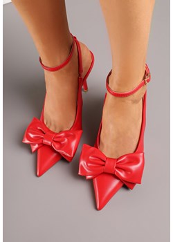 Czerwone Sandały Vices na Szpilce Slingback Ozdobione Kokardą Tilvanea ze sklepu renee.pl w kategorii Czółenka - zdjęcie 183767741