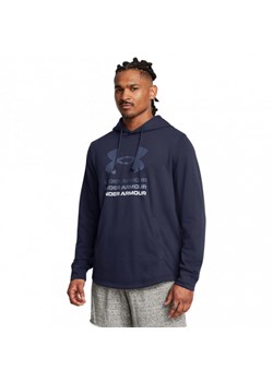 Męska bluza dresowa nierozpinana z kapturem Under Armour UA Rival Terry Graphic Hood - granatowa ze sklepu Sportstylestory.com w kategorii Bluzy męskie - zdjęcie 183768603