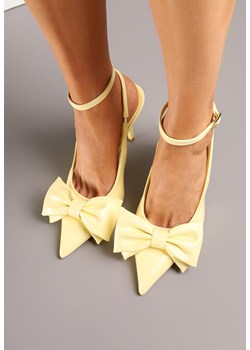 Żółte Sandały Vices na Szpilce Slingback Ozdobione Kokardą Tilvanea ze sklepu renee.pl w kategorii Czółenka - zdjęcie 183772602