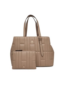 Torebka Tommy Hilfiger Th Feminine Tote AW0AW17452 Beżowy ze sklepu eobuwie.pl w kategorii Kuferki - zdjęcie 183775252