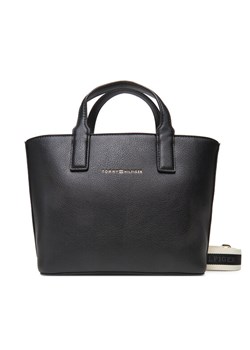 Torebka Tommy Hilfiger Th Logotape Mini Tote AW0AW17448 Czarny ze sklepu eobuwie.pl w kategorii Torby Shopper bag - zdjęcie 183775422