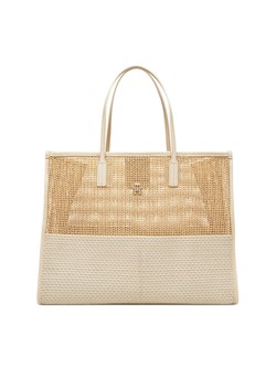 Torebka Tommy Hilfiger Th City Summer Tote Woven AW0AW17640 Beżowy ze sklepu eobuwie.pl w kategorii Torby Shopper bag - zdjęcie 183775440