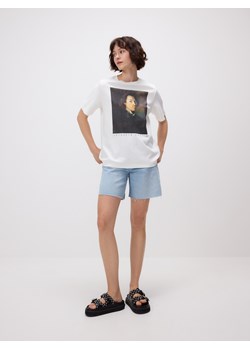 Reserved - T-shirt z nadrukiem - złamana biel ze sklepu Reserved w kategorii Bluzki damskie - zdjęcie 183783791