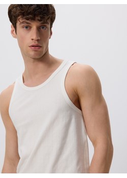 Reserved - Bawełniany tank top - złamana biel ze sklepu Reserved w kategorii T-shirty męskie - zdjęcie 183783842