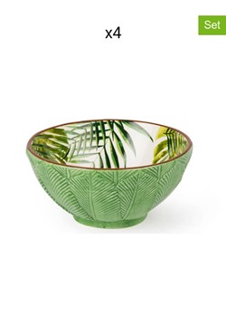 Trendy Kitchen by EXCÉLSA Miski (4 szt.) &quot;Foliage&quot; w kolorze zielono-białym - wys. 6,5 x Ø 13,5 cm ze sklepu Limango Polska w kategorii Miski - zdjęcie 183785462