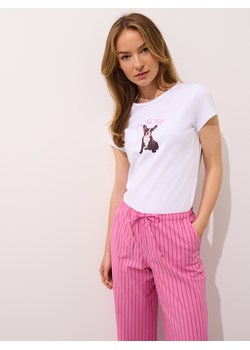Mohito - T-shirt z nadrukiem pieska - biały ze sklepu Mohito w kategorii Bluzki damskie - zdjęcie 183801294