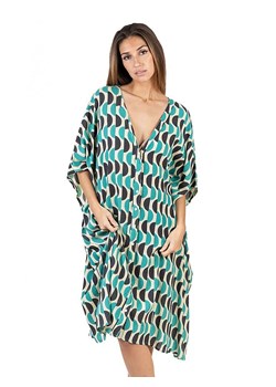 Isla Bonita by SIGRIS Ponczo w kolorze kremowo-antracytowo-turkusowym ze sklepu Limango Polska w kategorii Poncza - zdjęcie 183803213