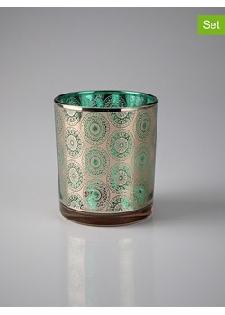 AM Design Świeczniki ( 2 szt.) w kolorze turkusowo-złotym - 10 x Ø 12 cm ze sklepu Limango Polska w kategorii Świeczniki - zdjęcie 183803230