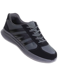 Buty sportowe męskie Sznurowane szaro czarne /B2-1 117789 T382/ ze sklepu Pantofelek24.pl w kategorii Buty sportowe męskie - zdjęcie 183803580