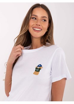Bawełniany t-shirt z haftem - biały ze sklepu Cudmoda w kategorii Bluzki damskie - zdjęcie 183804210