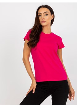 Damski t-shirt z okrągłym dekoltem - fuksja ze sklepu Cudmoda w kategorii Bluzki damskie - zdjęcie 183804304