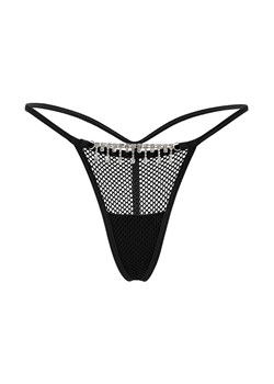 Siateczkowe stringi z ozdobnym łańcuszkiem z cyrkoniami - Czarny / S - id: 10201650233690 - marki Valetta.pl - 183805124 Siateczkowe stringi z ozdobnym łańcuszkiem z cyrkoniami - Czarny / S ze sklepu Valetta.pl w kategorii Majtki damskie - zdjęcie 183805124