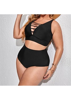 Dwuczęściowy strój kąpielowy plus size z wysokim stanem majtek - Czarny / L ze sklepu Valetta.pl w kategorii Stroje kąpielowe - zdjęcie 183805370