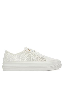 Sneakersy Tommy Hilfiger Vulc Embroidered Sneaker FW0FW08685 Biały ze sklepu eobuwie.pl w kategorii Buty sportowe damskie - zdjęcie 183807384
