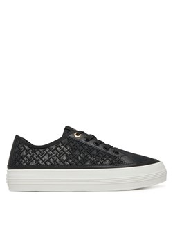 Sneakersy Tommy Hilfiger Vulc Embroidered Sneaker FW0FW08685 Czarny ze sklepu eobuwie.pl w kategorii Buty sportowe damskie - zdjęcie 183807394