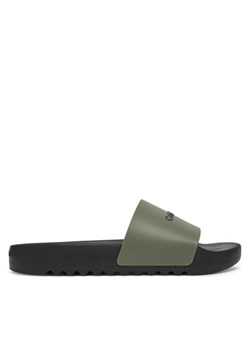 Klapki Calvin Klein Chunky Pool Slide Rub HM0HM01063 Zielony ze sklepu eobuwie.pl w kategorii Klapki męskie - zdjęcie 183807614