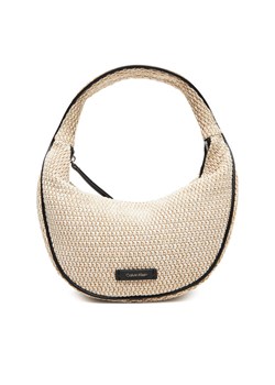 Torebka Calvin Klein Pinched Raffia Medium Shoulder B LV04F3079G Beżowy ze sklepu eobuwie.pl w kategorii Torebki hobo - zdjęcie 183807820