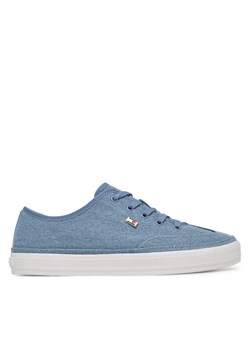 Sneakersy Tommy Hilfiger Washed Canvas Vulc Sneaker FW0FW08894 Niebieski ze sklepu eobuwie.pl w kategorii Buty sportowe damskie - zdjęcie 183807843