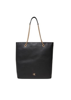 Torebka Calvin Klein Minimal Monogram Chain Tote LV04F3204G Czarny ze sklepu eobuwie.pl w kategorii Torby Shopper bag - zdjęcie 183807960
