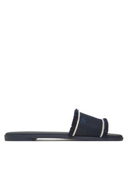 Klapki Tommy Hilfiger Fringe Canvas Flat Sandal FW0FW08908 Granatowy ze sklepu eobuwie.pl w kategorii Klapki damskie - zdjęcie 183808050