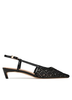 Sandały Tommy Hilfiger Mono Squared Toe Kitten Slingb FW0FW08746 Czarny ze sklepu eobuwie.pl w kategorii Czółenka - zdjęcie 183808342