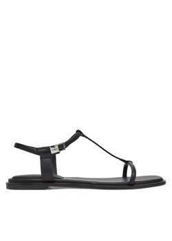 Sandały Calvin Klein Flat Sandal Squared Buckle Lth HW0HW02556 Czarny ze sklepu eobuwie.pl w kategorii Sandały damskie - zdjęcie 183808370
