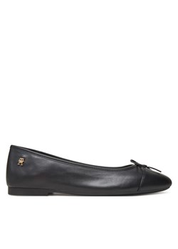 Tommy Hilfiger Baleriny Toe Cap Leather Ballerina FW0FW08759 Czarny ze sklepu MODIVO w kategorii Balerinki - zdjęcie 183813510