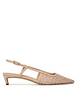 Tommy Hilfiger Sandały Mono Squared Toe Kitten Slingb FW0FW08746 Beżowy ze sklepu MODIVO w kategorii Czółenka - zdjęcie 183814494