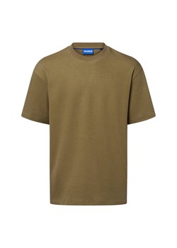 HUGO BLUE Koszulka męska - Nuwaffle Mężczyźni khaki wypukły wzór tkaniny ze sklepu vangraaf w kategorii T-shirty męskie - zdjęcie 183825980