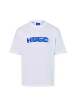 HUGO BLUE Koszulka męska - Nalax Mężczyźni Bawełna biały nadruk ze sklepu vangraaf w kategorii T-shirty męskie - zdjęcie 183825981