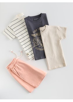 Reserved - Bawełniany t-shirt 3 pack - złamana biel ze sklepu Reserved w kategorii T-shirty chłopięce - zdjęcie 183826662