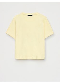 Mohito - Pastelowy t-shirt z merceryzowanej bawełny - żółty ze sklepu Mohito w kategorii Bluzki damskie - zdjęcie 183828741