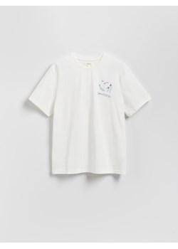 Reserved - T-shirt regular z haftem - biały ze sklepu Reserved w kategorii T-shirty męskie - zdjęcie 183829734