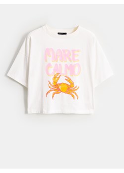 Mohito - T-shirt z letnim nadrukiem - kremowy ze sklepu Mohito w kategorii Bluzki damskie - zdjęcie 183831531
