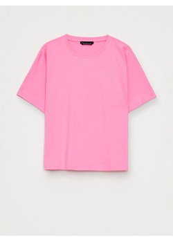 Mohito - Różowy t-shirt z merceryzowanej bawełny - fioletowy ze sklepu Mohito w kategorii Bluzki damskie - zdjęcie 183831583